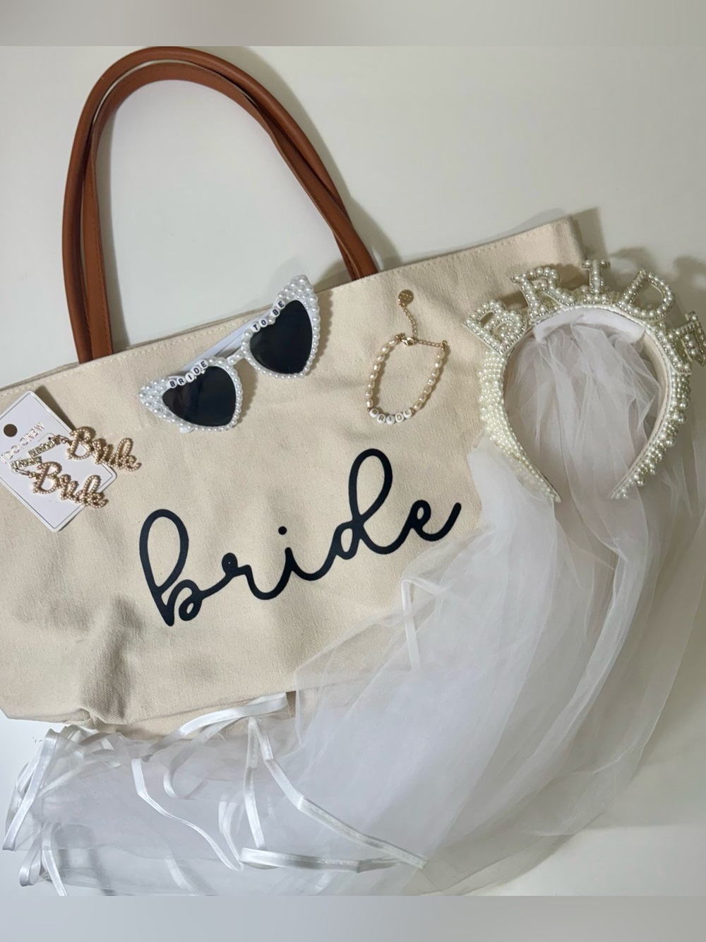 Bride-to-be bag sunglasses and accessories bundle